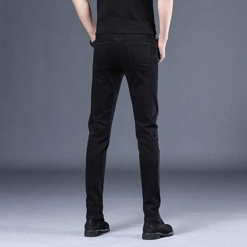 Men's Skinny Jeans Knee Ripped Hole Little Feet Pants Elasticity Slimming Hip Hop Denim Trousers