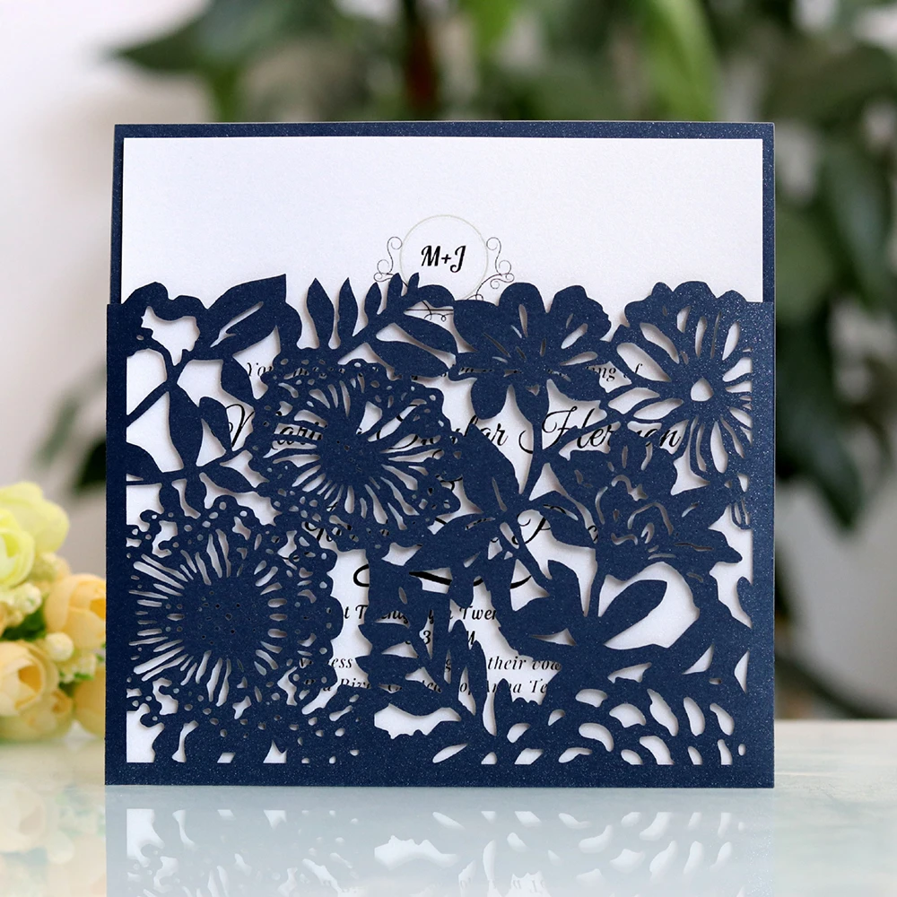  10pcs Wedding Invitations Lace Pattern Cards Laser Cut Paper Cards Announcement Greeting Postcards  - 4.00044E+12