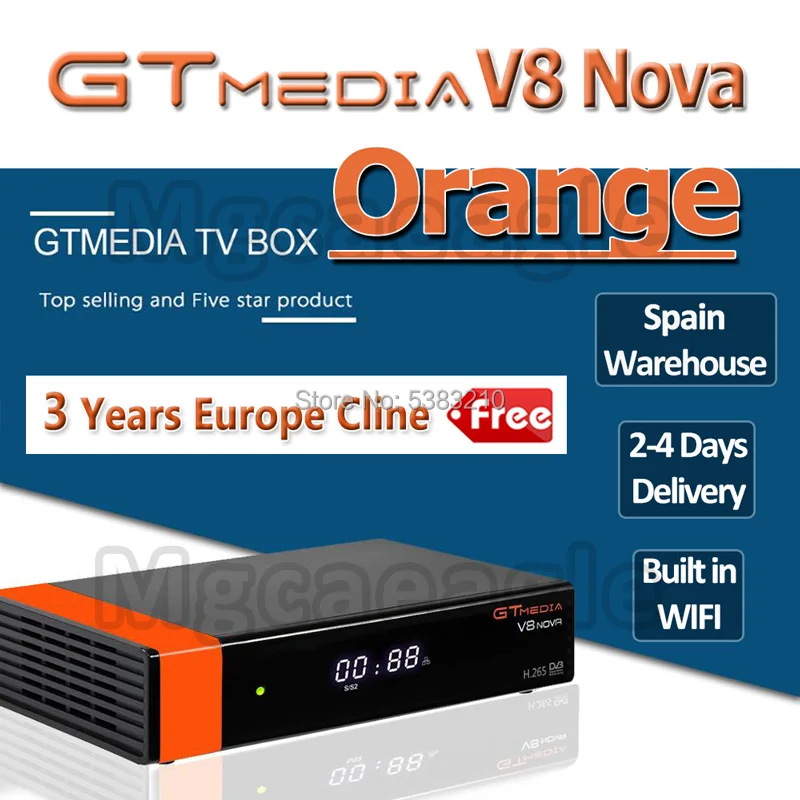 1080P Full HD GT медиа V9 супер Европа Cline для 3 лет спутниковый ТВ приемник H.265 wifi же DVB-S2 GTmedia V8 NOVA рецептор - Цвет: V8 Nova orange
