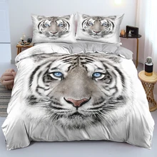 Tiger Bett Bettwäsche 3D Design Tier Bettbezug Sets Kissen Fällen 180*200cm Volle Twin Doppel Einzigen Königin größe Grau Bettwäsche
