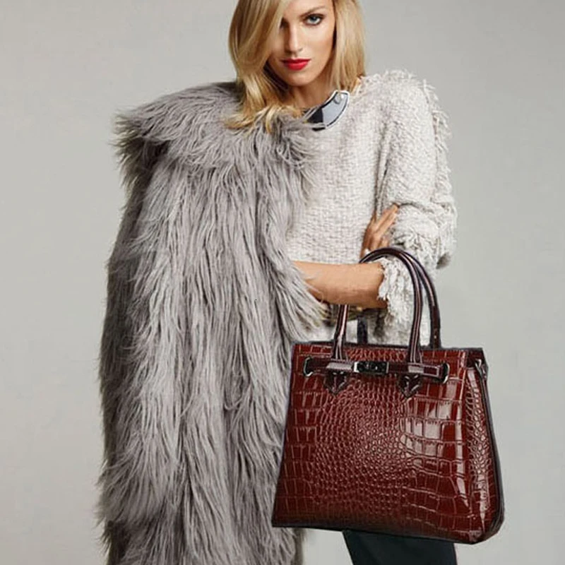 Женская сумка на плечо, женская сумка, роскошная, высокое качество, Классическая, Крокодиловая, с узором, брендовая, большая, вместительная, сумка-мессенджер
