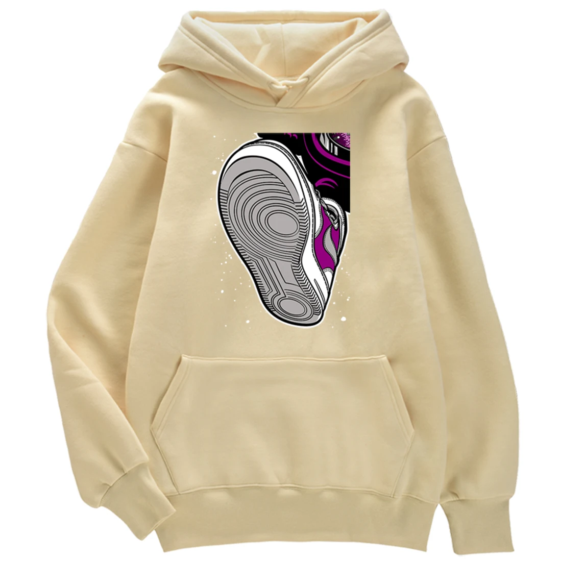 

Hoodies A Big Foot Personality Print Sweatshirt Woman With Hood Aesthetic Streetwear Women'S Clothing Fleece Loose Hoodie Women