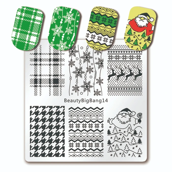 BeautyBigBang штамповки для ногтей пластины новая зимняя тематика с Рождеством Снеговик Пингвин олень подарок изображение дизайн ногтей штамп шаблон - Цвет: BBB14