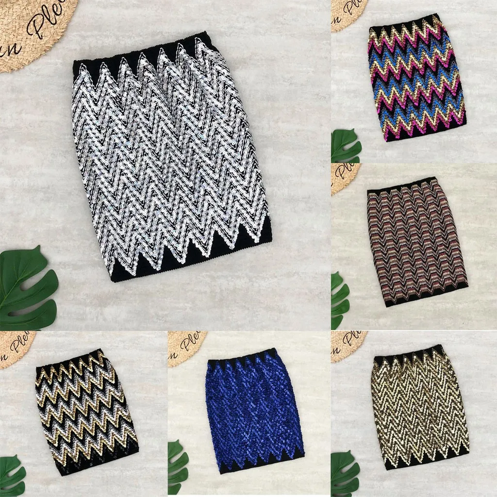 Skirts Womens Women Skirts Sequin Short Mini Skirt Skinny Stretch Bag Hip Skirt Faldas Mujer Moda 2020 Skirt Women  