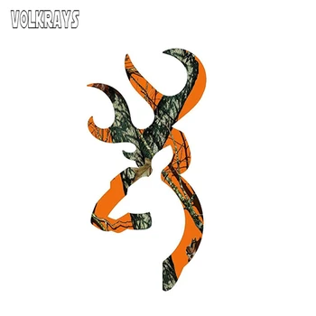 

Volkrays Creative Car Sticker Browning Style Buck Realtree Orange Camouflage Hunting Vinyl Waterproof Sunscreen Decal,13cm*7cm