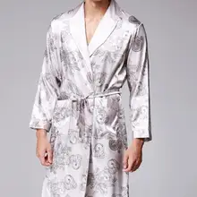 Мужской халат, шелковая атласная пижама, одежда для сна, халат, ночная рубашка, пеньюар, сексуальный, Pour Hommes, вышитый дракон, кимоно, Erkek