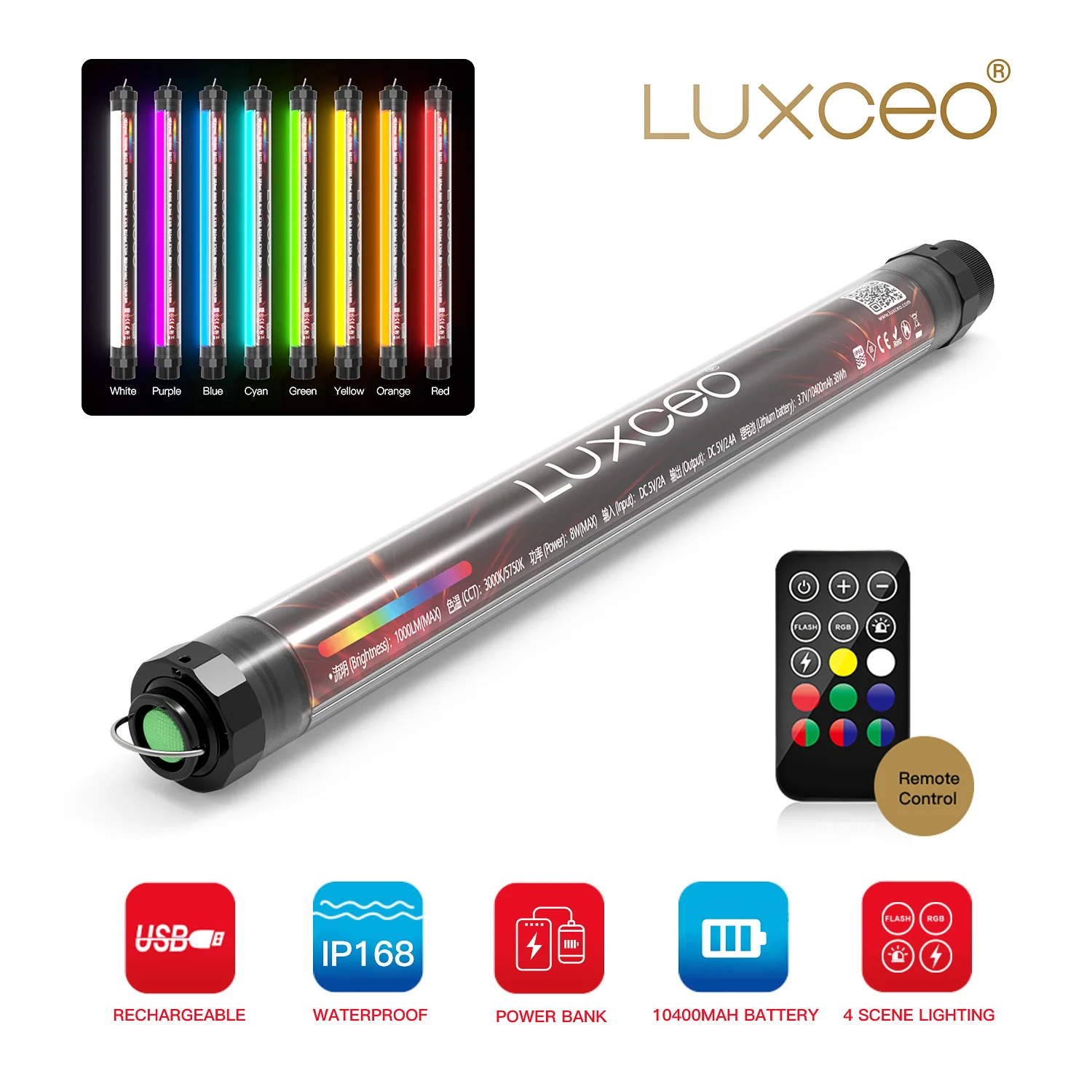 RGB светильник для фотосъемки, водонепроницаемый походный светильник, IP68 USB Перезаряжаемый светильник-вспышка, светильник для аварийной видеосъемки, светильник для фотосъемки, палочка