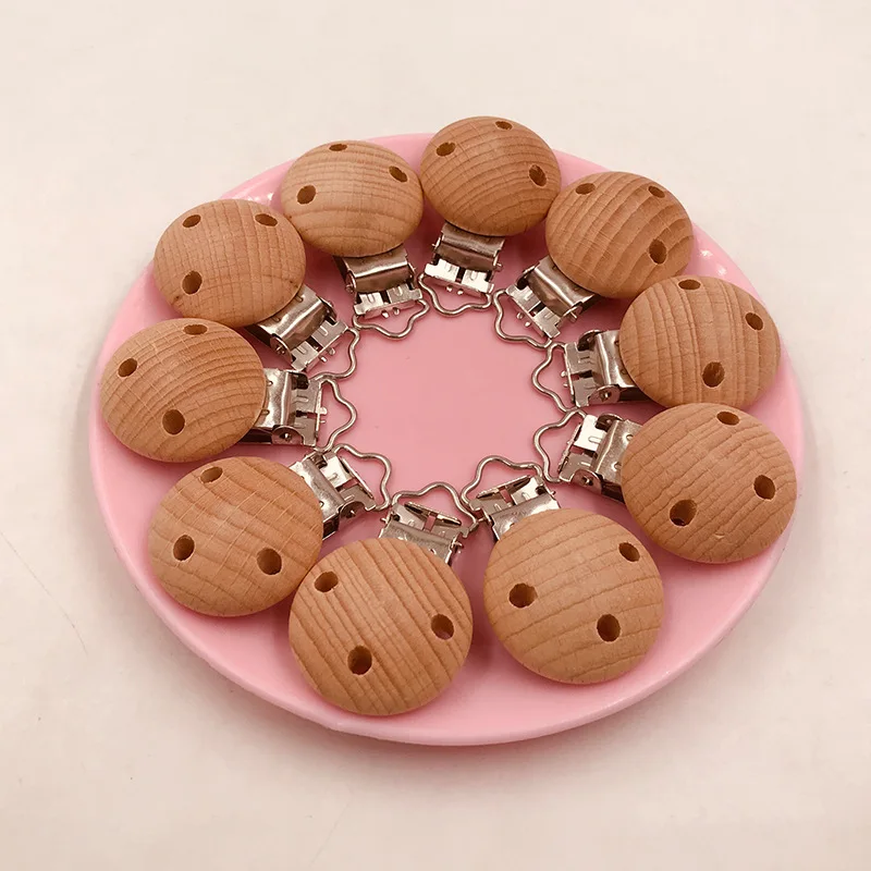 5 шт. деревянный Прорезыватель для зубов пустышка Клип клен металлическими