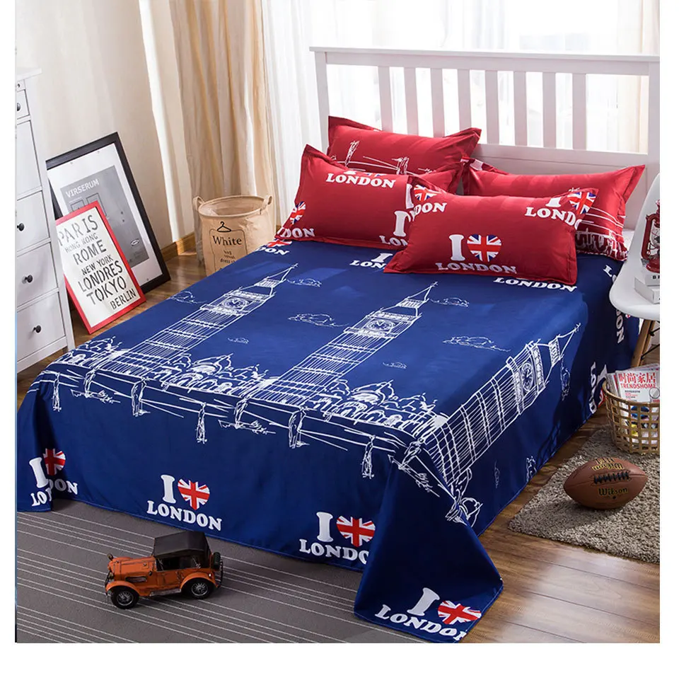 Высокое качество текстильное постельное белье Биг Бен Лондон красный одного двуспальная кровать 3/набор постельного белья(4 единицы): пододеяльник, простынь, наволочки