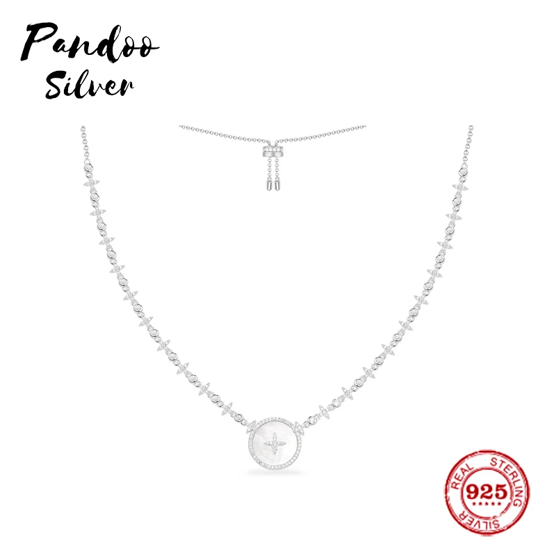 

Fashion Charm Sterling Silver Copy 1:1 Copy,Adjustable Silver Star Necklace With Mother Of Pearl Women Monaco Jewelry Gift