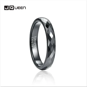 

4mm Tungsten Carbide Ring Black Polished Finish Rhombic Cut Wedding Ring Comfort Fit Tungsten Steel Ring AAA Quality