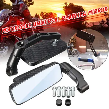 

1Pair 8mm 10mm Universal Motorcycle Motorbike Handlebar Aluminum Rear View Mirrors Black Carbon