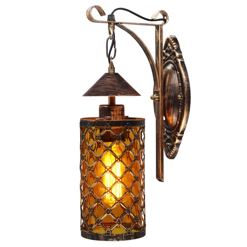 

Artpad Chinese Style Vintage Indoor Bathroom Wall LED Light Bedside Glass Kerosene Lamp Bar Corridor E27 Lantern Wall Lamps