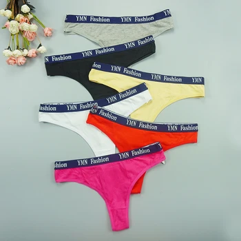 

6pcs Tangas sexy thongs for women Cotton Underpants Low-waist G-string Sports Intimate T-Back Text Fashion Underwear