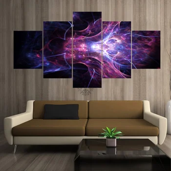 

5 Piece Decorative Painting Poster New Fashion Office Home Mural Colorful Universe Fireworks Scenery Painting