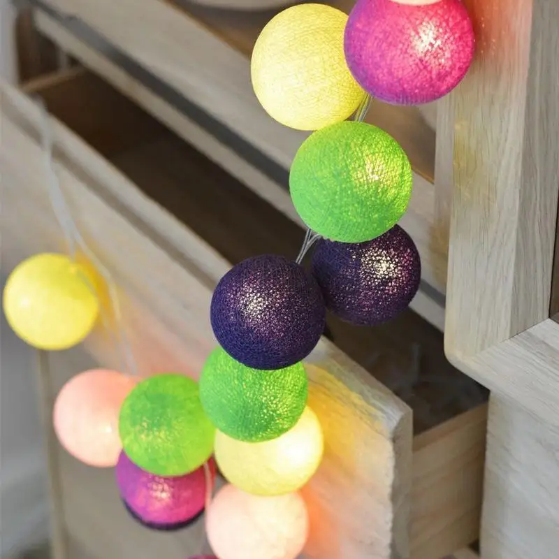 Garland LED Cotton Balls String Lights Outdoor Cotton Ball Light Holiday Wedding Christmas Party Bedroom Fairy Lights Decoration