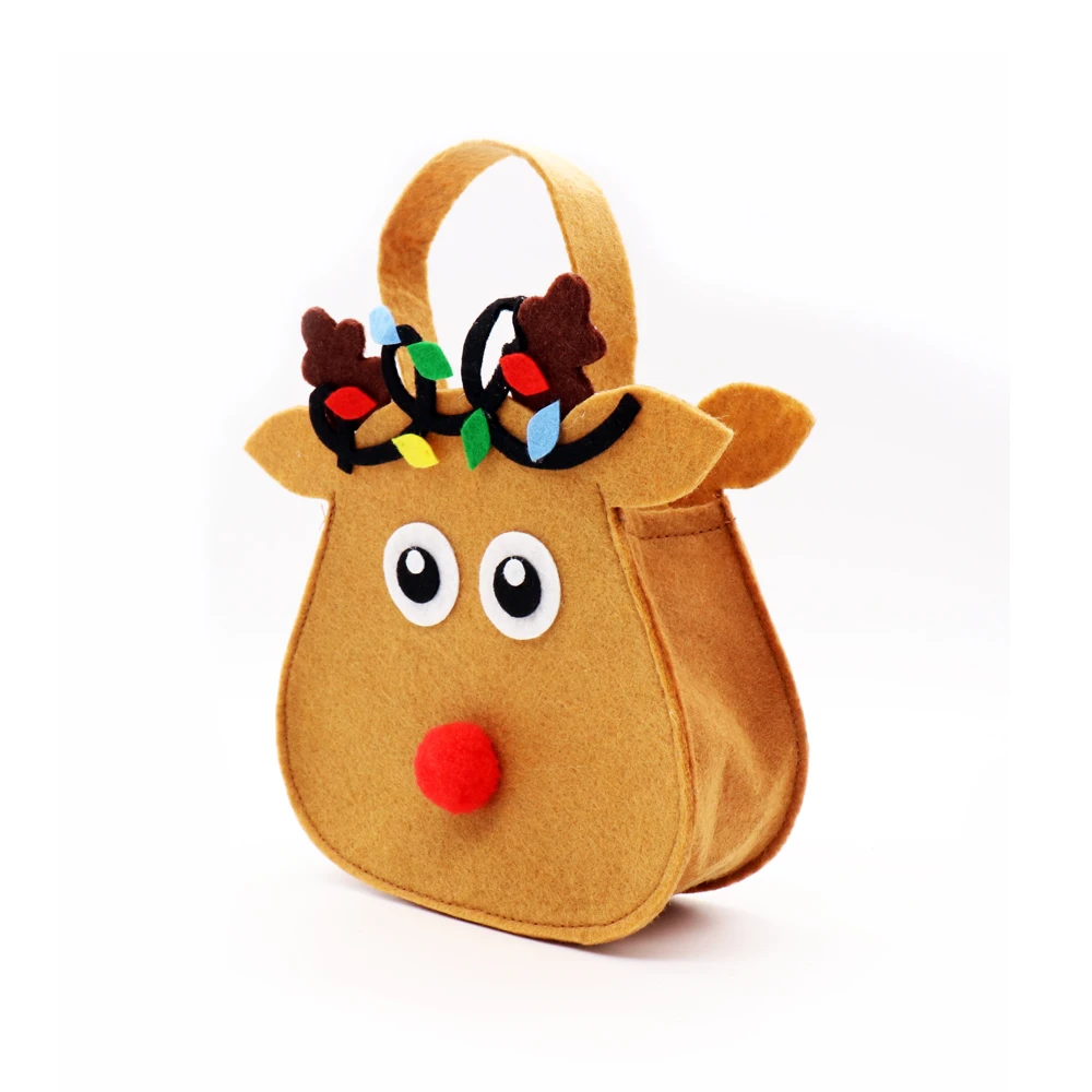 Рождественская конфетная сумка с оленем, 6x16x17 см, Рождественская сумка с красным носом, подарочные сумки с оленем, новогодние праздничные вечерние сумки для конфет