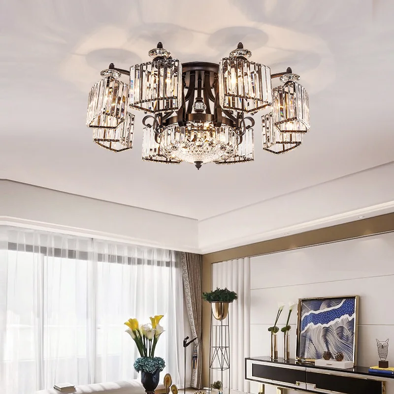 

Modern Crystal Living Room Lamp Ceiling Light Simple Atmosphere led Light Luxury New Led Round Bedroom Ceiling lamp