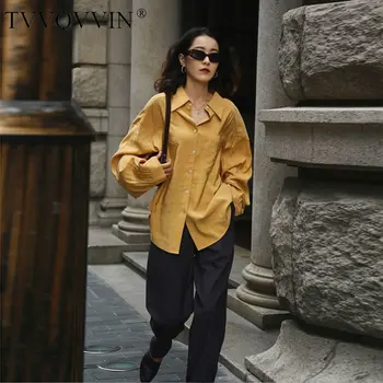 

loose Vintage Turn Down Collar Blouse Lantern Sleeve Loose Single Breasted 2020 Spring Fashion Women French Style Shirt Q0029