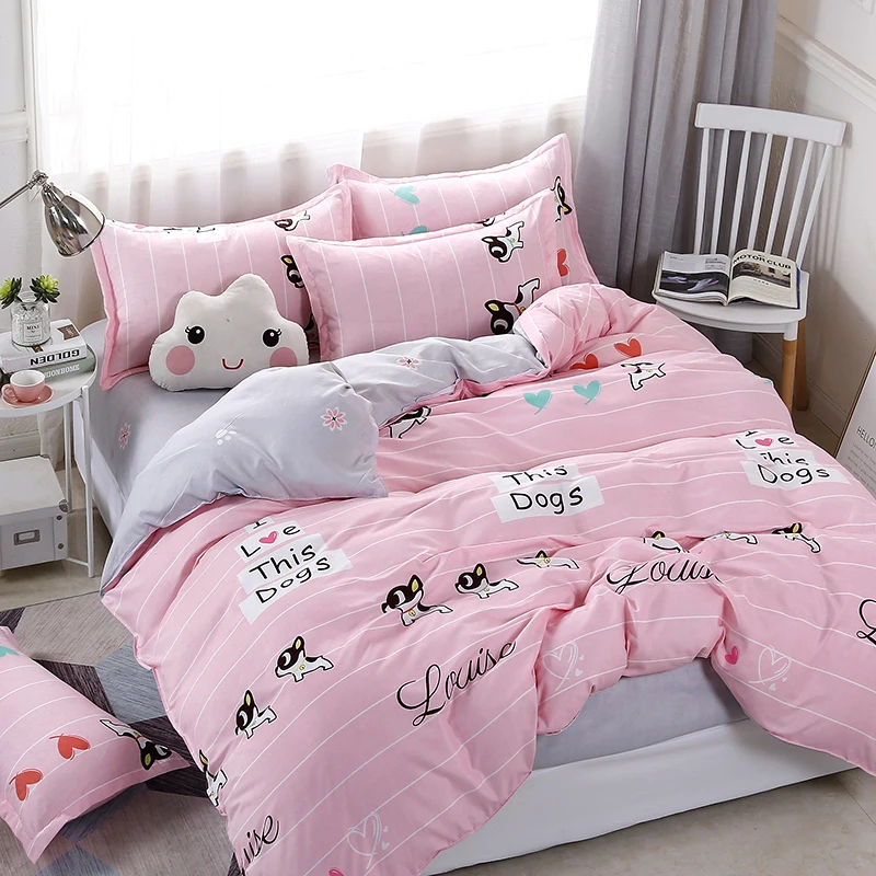

Home Texile Printing duvet cover flat sheet pillowcase set No quilt Home Textile Queen size bed set