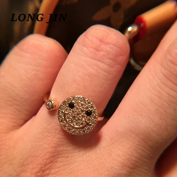 

Korean Fashion Sweet Smiley Face Design Gold Color Ladies Ring Simplicity Creative Wild Small Fresh Net Red Ring Jewelry 반지