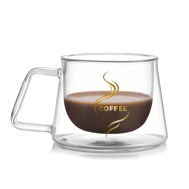 

Double Layers Glass Mug High Quality Office Home Table Cups Heat Insulation Tea Milk Coffee Mugs Table Hot Mug Drinkware