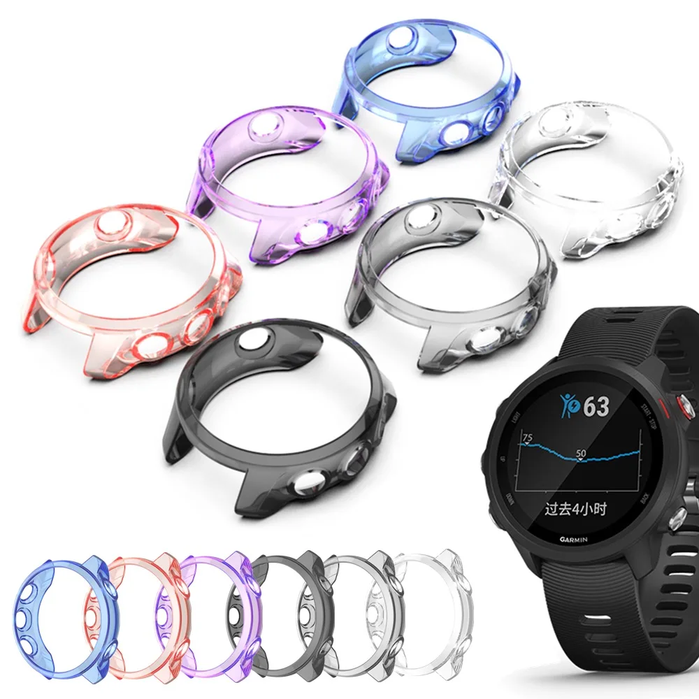 

Case for Garmin Forerunner 245/245M 245 Music Soft TPU Transparent Protector Cover Shockproof Bumper Smart Watch Accessories