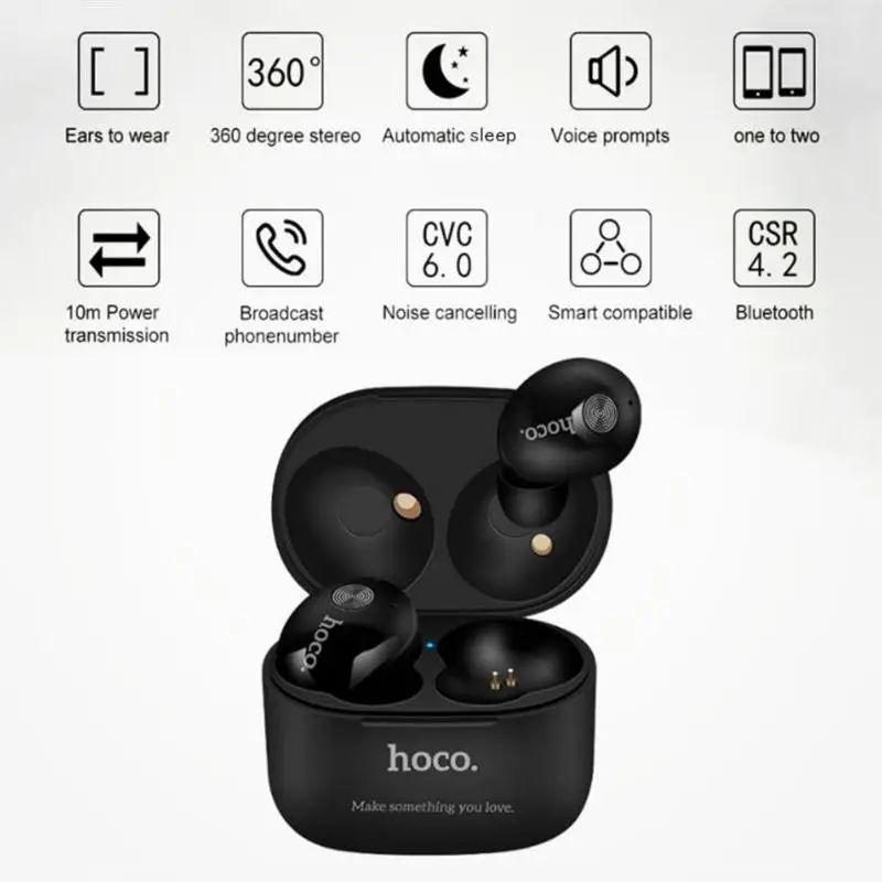 Hoco ES10 Twins True наушники беспроводные Bluetooth наушники музыкальные наушники Hi-Fi стерео гарнитуры с микрофоном для мобильного телефона