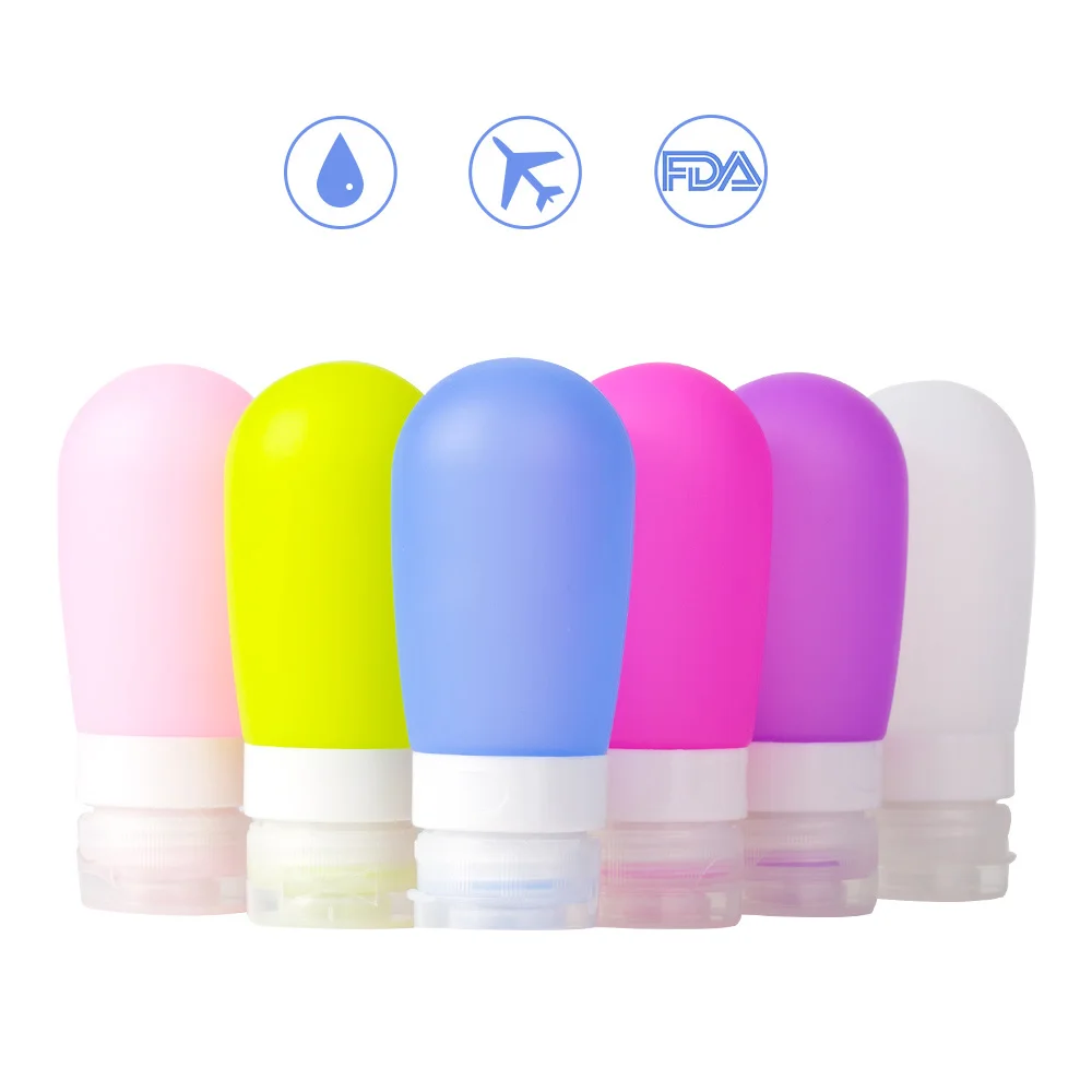 

1pc 38ml 60ml 90ml Portable Silicone Refillable Bottle Empty Travel Packing Press For Lotion Shampoo Cosmetic Squeeze Containers