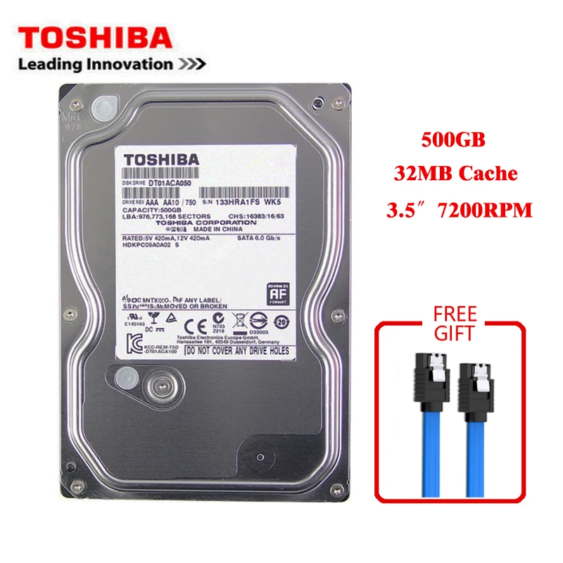 도시바 브랜드 데스크탑 컴퓨터, 3.5 인치 내장 기계식 하드 디스크, SATA3 3 3 6GB/s HDD, 32MB 캐시 ...