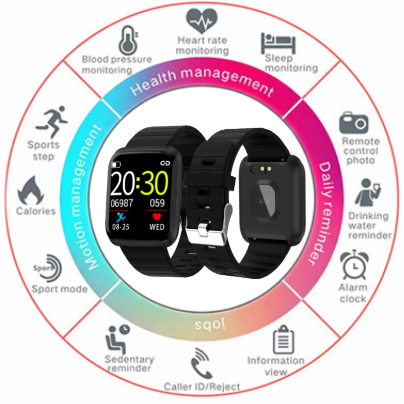 

smart watch waterproof heart rate monitor 116 Pro women men kids smartwatch for android ios iphone pk amazfit bip io8 watches