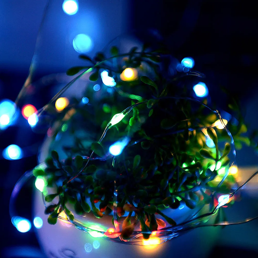 2M 20 LED Button Battery Copper Wire Lights Holiday Decoration Lights Christmas Wedding Friends Party RGB Multi-color Optional