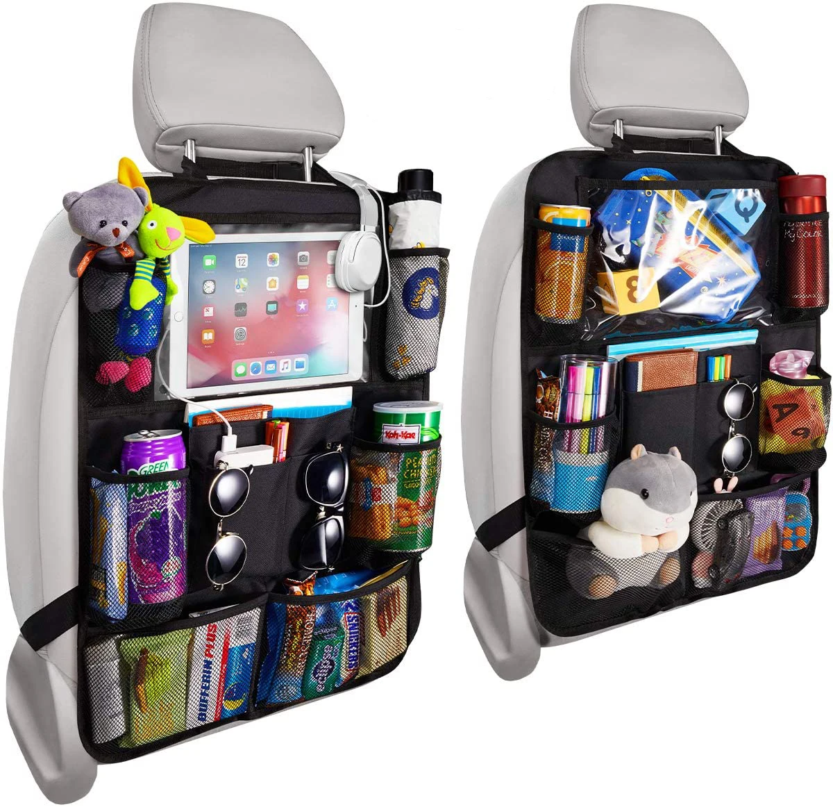 Travel Gadget Organizer Car Backseat Organizer 10" Table Holder 9 Storage Pockets Seat Back Protector Kick Mats Kid Toddlers