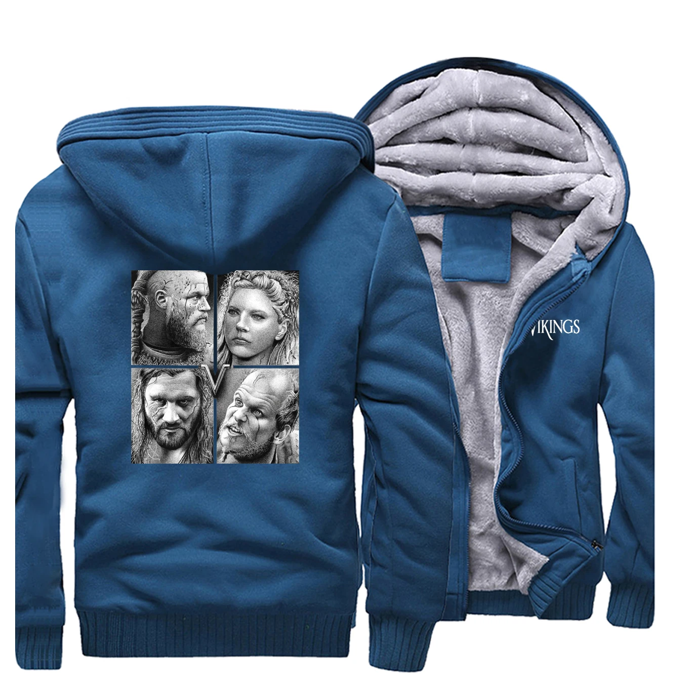 Odin Vikings куртка с капюшоном мужская толстовка с капюшоном пальто Зимняя флисовая Толстая спортивная одежда - Цвет: Lake Blue