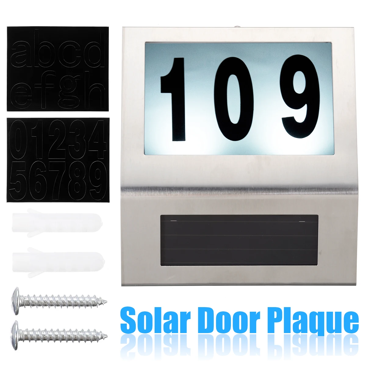 1pcs Solar Powered House Hotel Door Address Plaque Number Digits Plate LED Light Sign Solar Lighting Mayitr