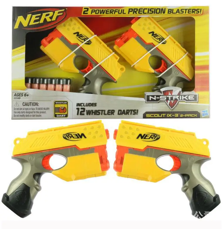 Nerf Тепловая элитная Серия мягких пулевых пушек 33349 оранжевая пулеметная двойная пушка набор для улицы CS битва для родителей и детей