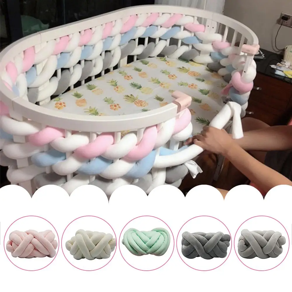 

3M Newborn Baby Bed Bumper Children Knotted Braided Pillow Bumper Infant Safety Crib Fence Soft Cushion Kids Room Bedding Decor