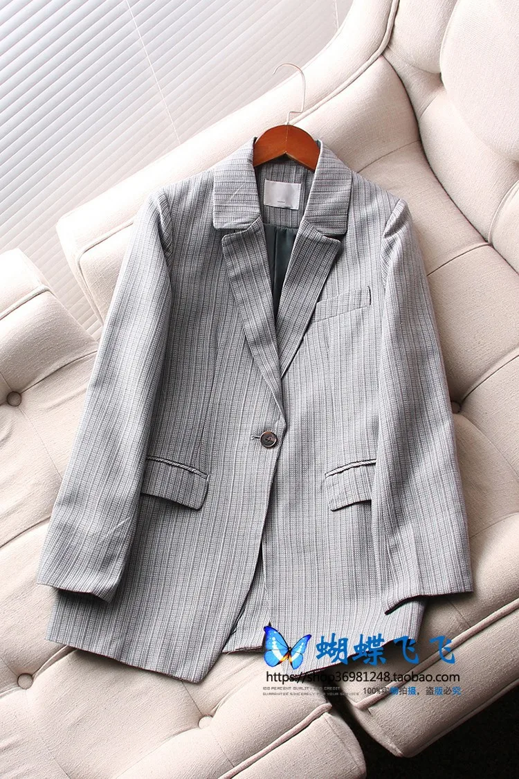 

One's Elegant Commuting xi ge wen Suit Collar One-Button Straight-Cut Versatile Casual Suit Jacket Entity