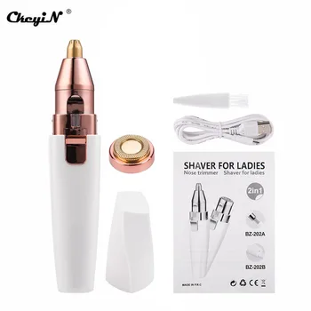 

CkeyiN 2 In 1 Electric Eyebrow Trimmer Rechargeable Hair Remover Women Shaver LED Light Lady Epilator Razor Face Makeup Tool