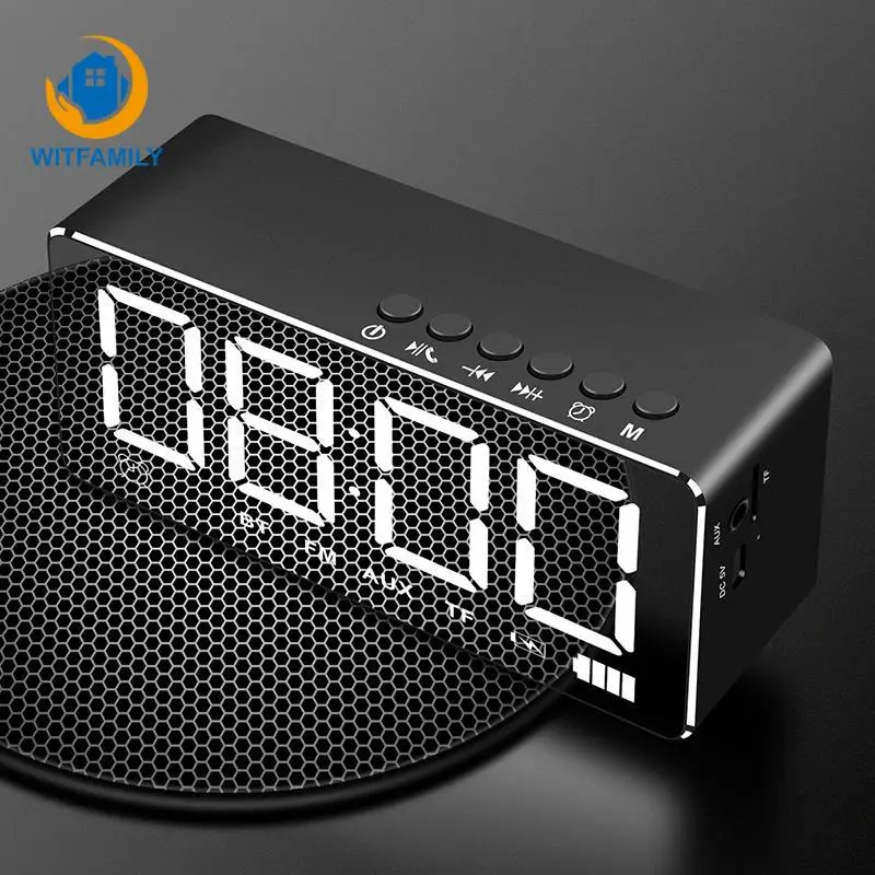 

LED Lights Small Stereo Smart Bluetooth Mirror Alarm Clock Speaker Mini Wireless Mobile Computer Home Overweight Subwoofer