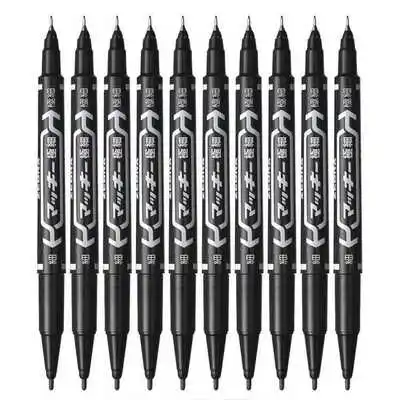 6 Pcs/Set Twin Tip Permanent Marker Pen Fine Point Waterproof Ink Thin Nib Crude Nib 0.5mm-1mm Fine Color