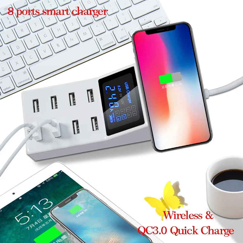 Модное умное зарядное устройство 8A USB для iphone X 7 6s Xiaomi Samsung s9 Huawei быстрая зарядка