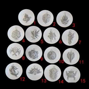 

Resin tape hole sword three-door pie logo silicone mold pendant 16351.