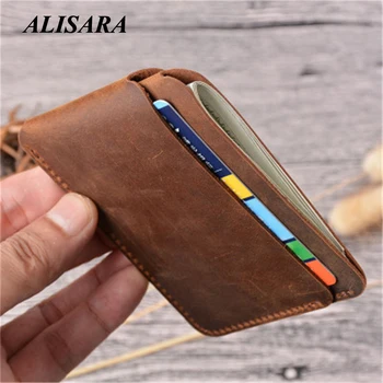 

Card binder for man Vintage practical handmade first layer cowhide mall Bank Card case coin purse Credit card wallet ID card bag
