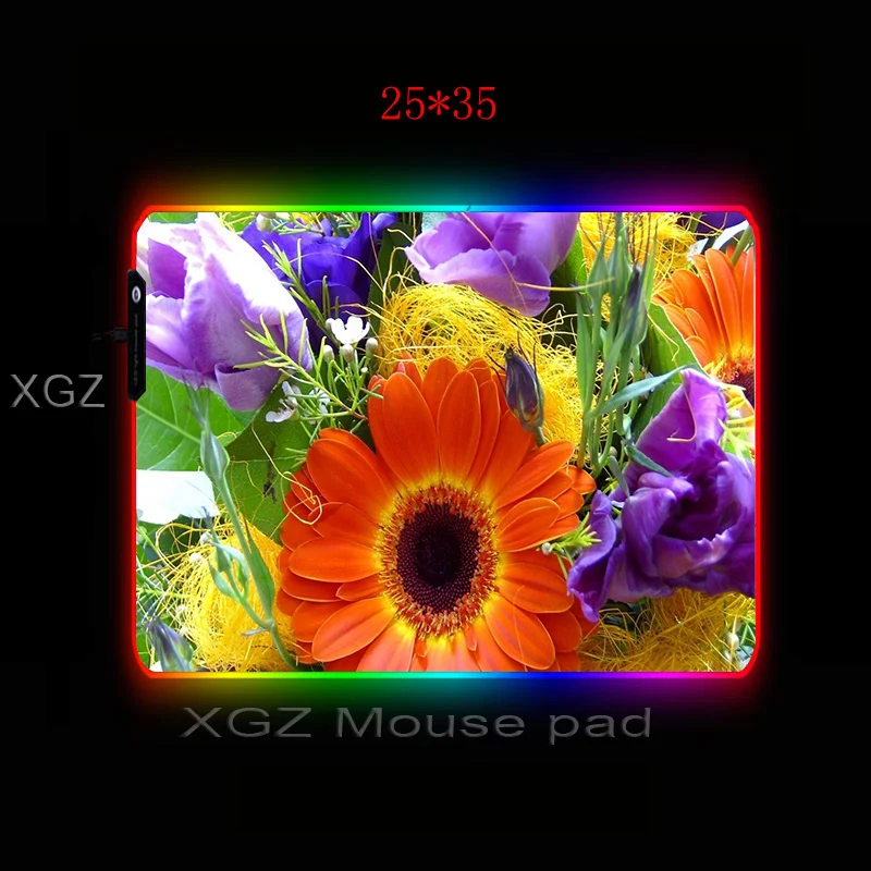 XGZ большой RGB коврик для мыши черный замок край аниме Подсолнух розовый цветок персональный компьютерный Настольный коврик резиновый нескользящий удобный