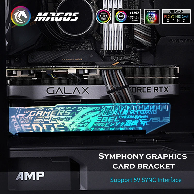 Кронштейн для видеокарты RGB(12 В)/ Aurora(5 В) с синхронизацией и подставкой AURA