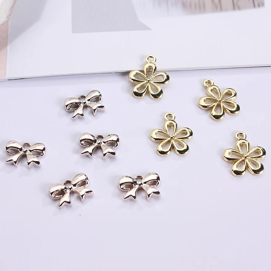 10pc/lot Alloy Metal Flower Bowknot Small Pendants Charms Findings For Diy Earrings Bracelet Jewelry Crafts | Украшения и