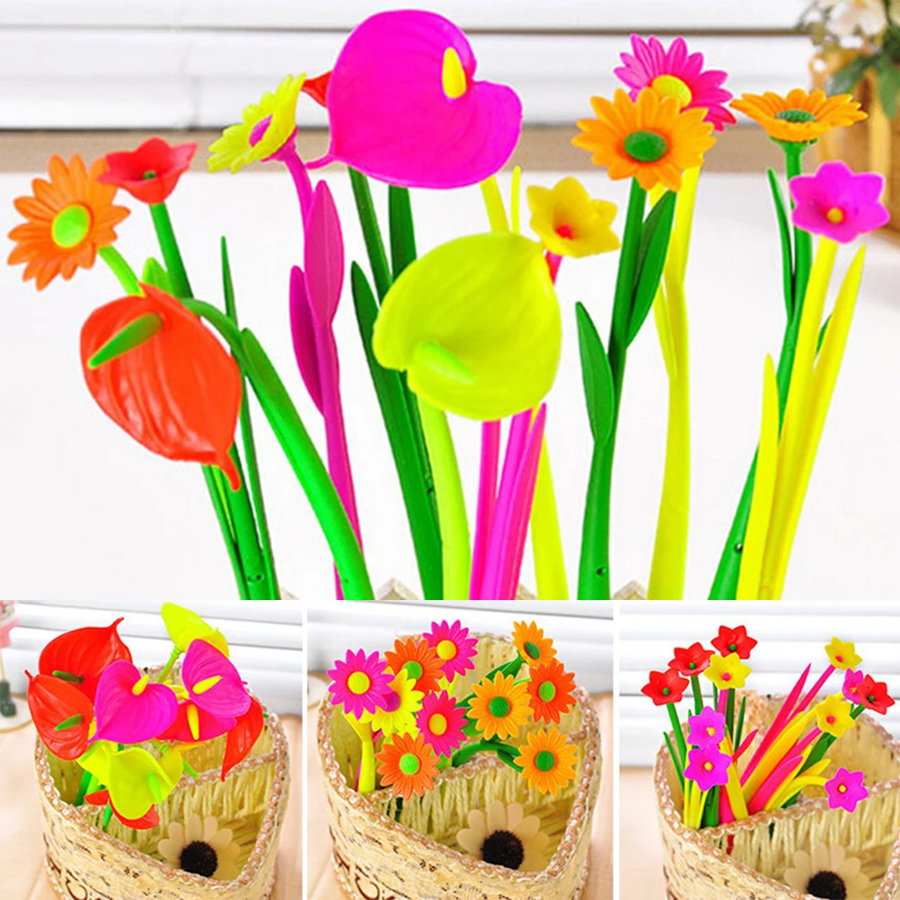 

1pc Silicone Colorful Creative Cute Flower Gel Pens for Write Stationery Office School Supplies Gift