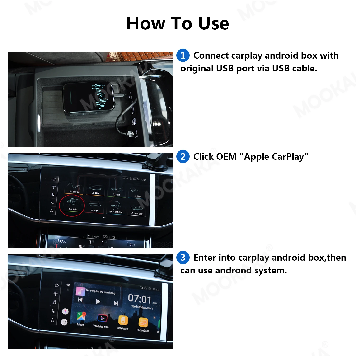 4G+32GB In-Car Infotainment Enhancement Original Carplay AI Android BOX No installation required! Just plug it into the USB Port