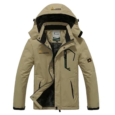 Хаки Men's Winter Inner Fleece Waterproof Jacket Outdoor Sport Warm Brand Coat Hiking Camping Trekking Skiing Male Jackets V063 - Цвет: Хаки